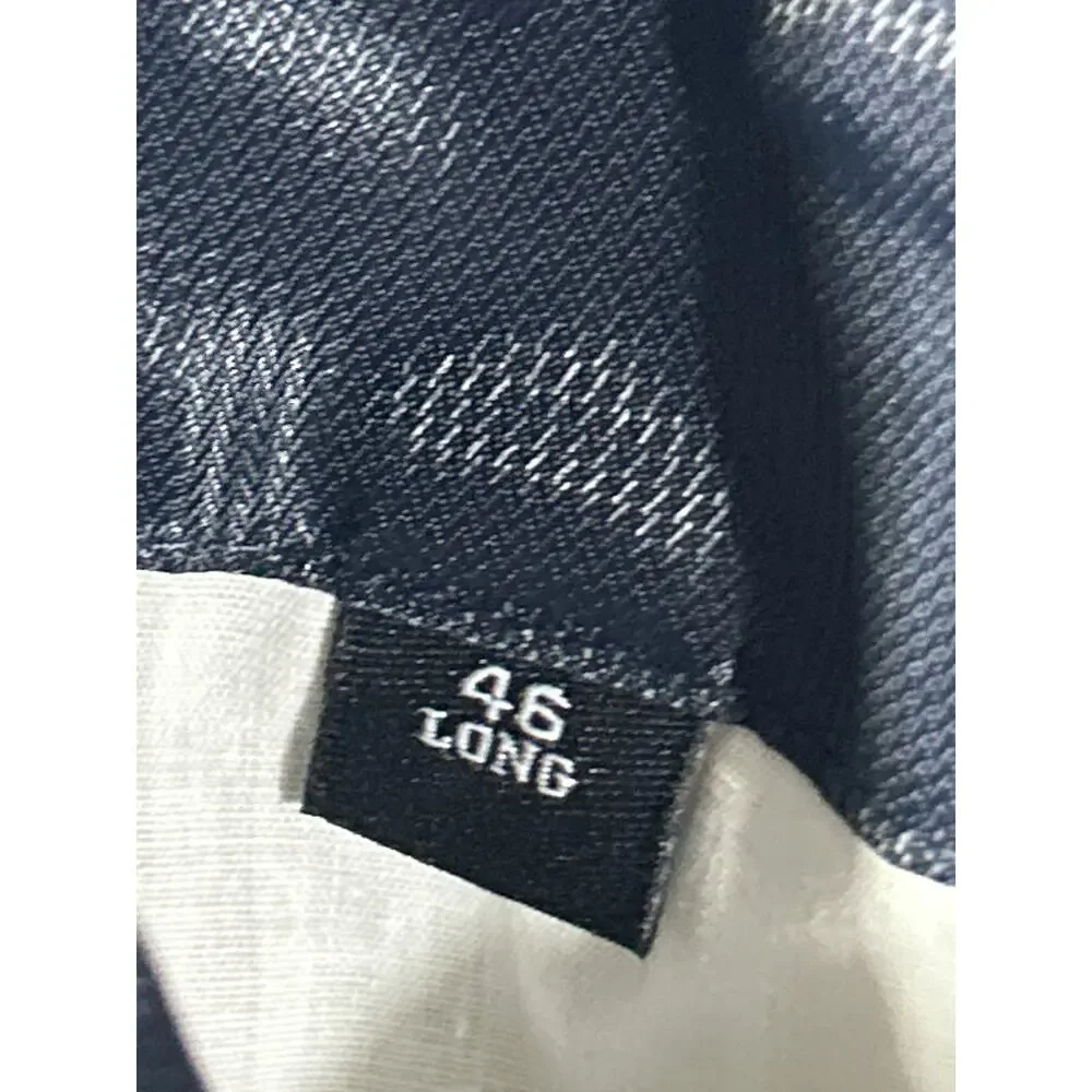 Vintage Norm Thompson Sport Coat 46 LONG Blue Tan 100% Pure Silk Deadstock